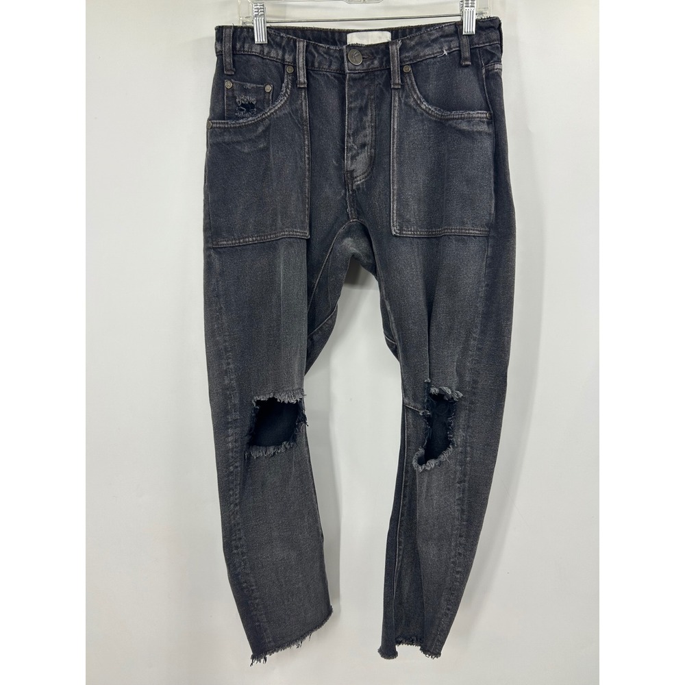 OneTeaspoon Saints Jeans Womens Black Excellent Distressed Drop Crotch Size 26 - Picture 1 of 11